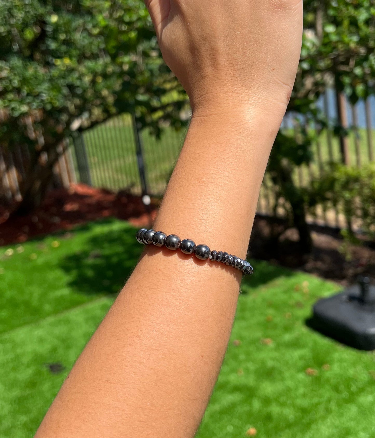 Weight Loss Round Men Women Therapy Magnetic Hematite Stone Beads Bracelet