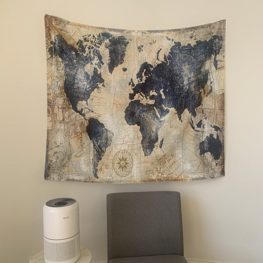 Retro World Map Tapestry Globe Map Tapestry Wall Hanging