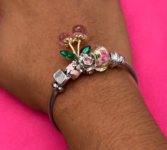 Sweet Cherry Adjustable Bracelet – Cute Plated Metal Jewelry