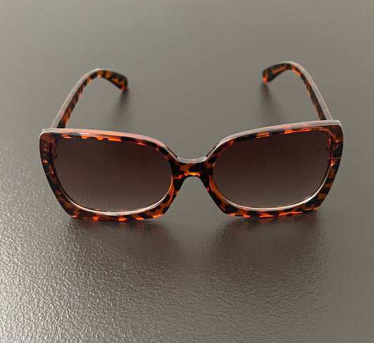 Fashionable Oversized Leopard Frame Square Sunglasses NEW Wave Retro Sunglasses with Brown Lens