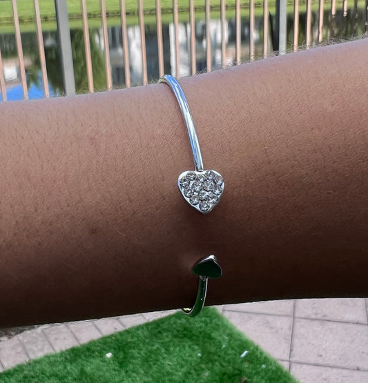 🎁PERFECT FOR GIFT🎁 Full Diamond Heart-Shaped Love Bracelet Opening Gold-Plated Bracelet Double Peach Heart Bracelet for Women