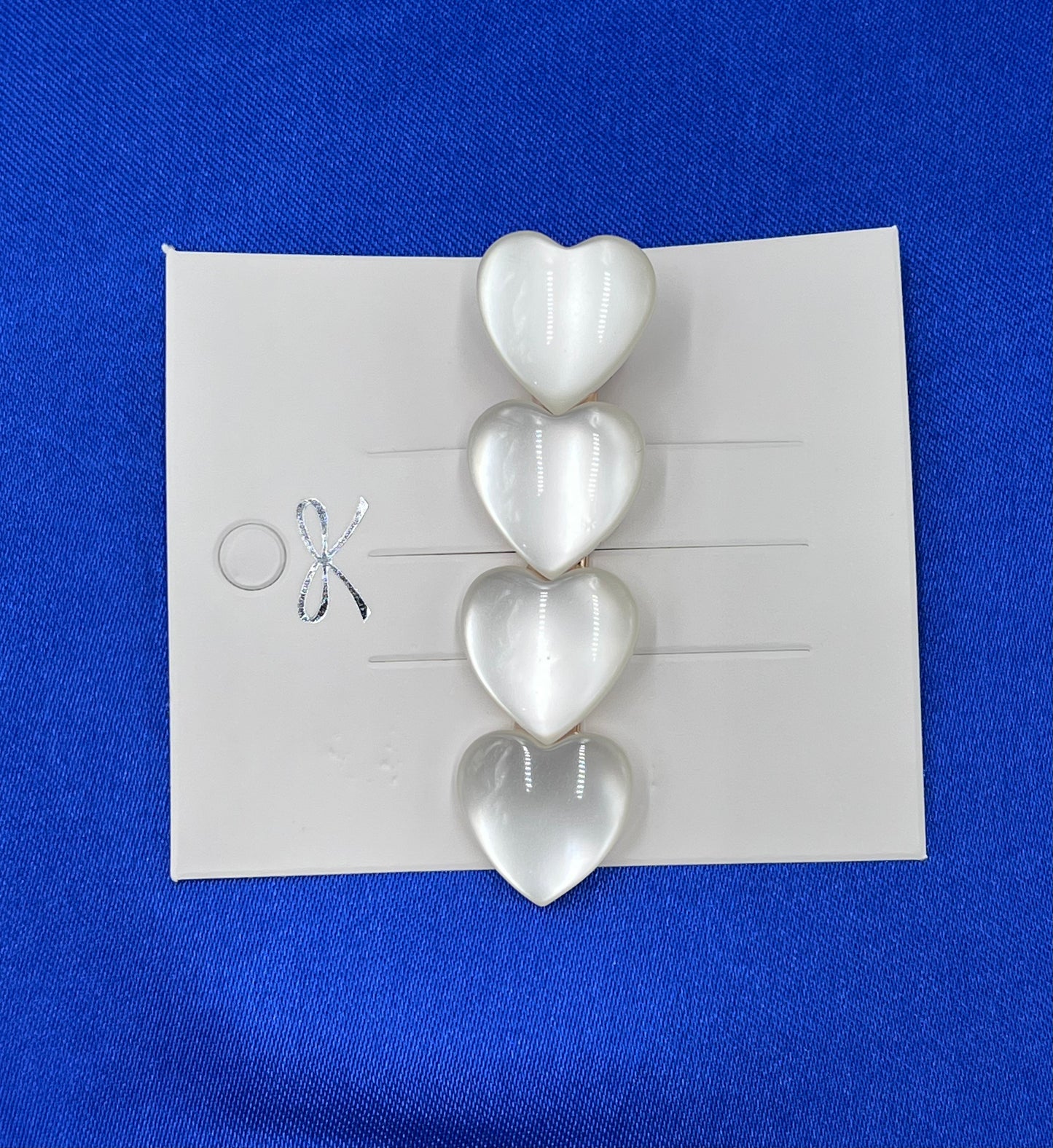 White Heart Rhinestone Opal Hair Clip Pins - Heart Side Clip Head Clip