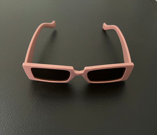 Light Pink Geometric Square Small Frame Sunglasses