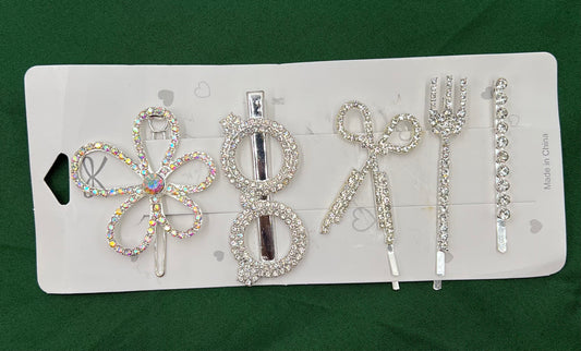 Metal Feather Pearl Hairpin Set