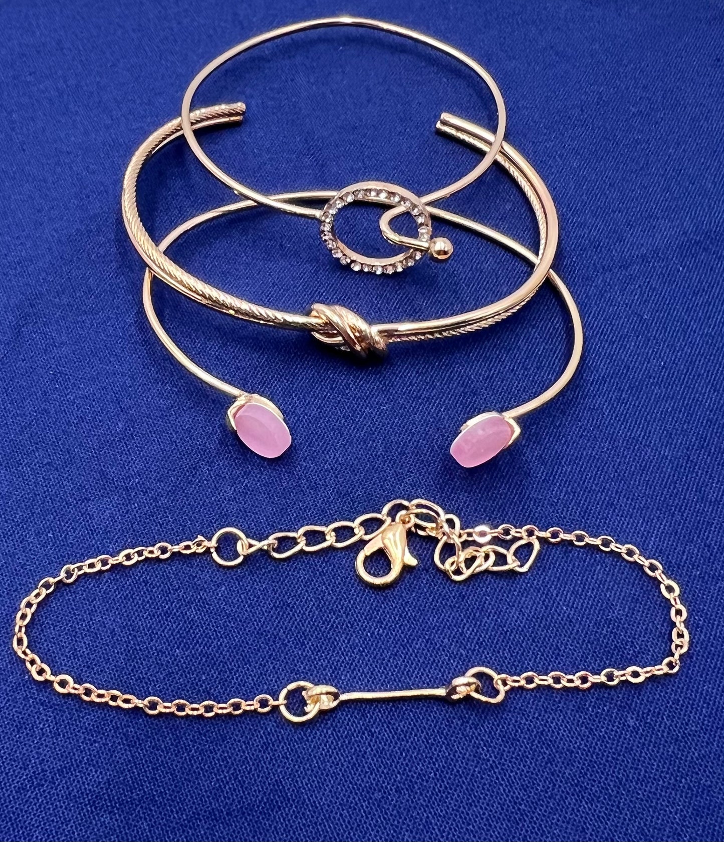 4-Piece Pink Knotted Bracelet Set for Women – Cute Adjustable Cord Accessories