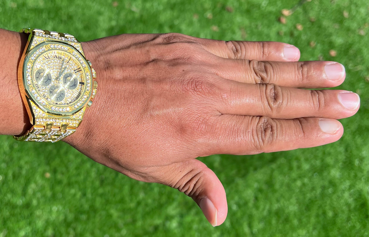 1pc Men GOLD Triple Dial Quartz Watch