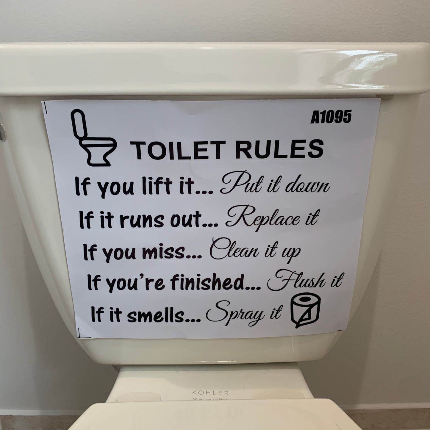 Toilet Rules Wall Decal – Funny Bathroom Quote Sticker, 25x29cm, Easy Peel & Stick PVC