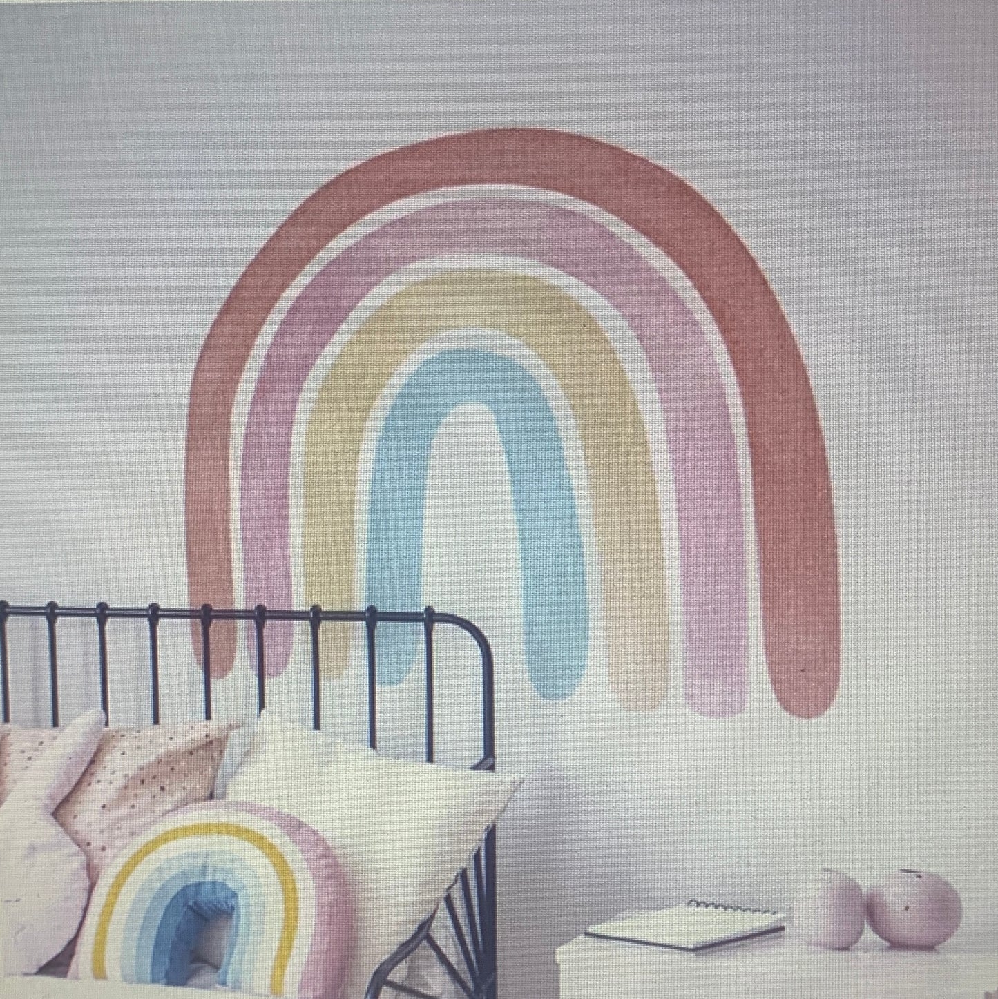 Boho Rainbow Wall Mural Peel and Stick Large Removable Sticker for Kids Room
