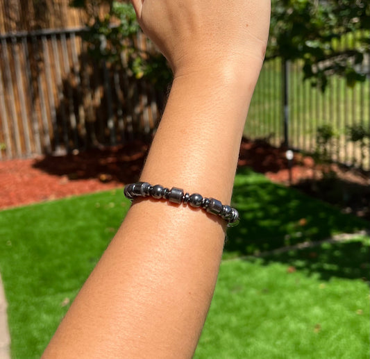Magnetic Therapy Weight Loss Men Women Hematite Stone Beads Bracelet Jewelry