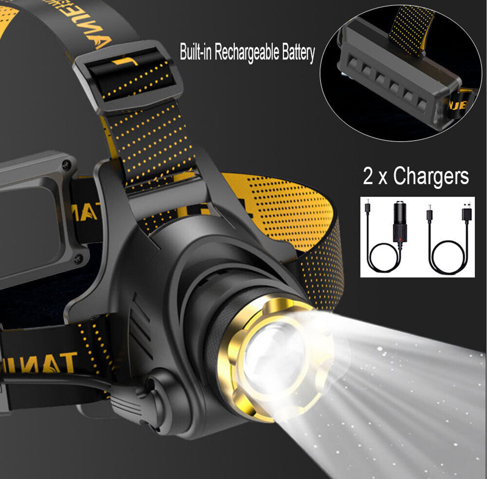 990000LM LED Headlamp Rechargeable Headlight Zoomable Head Torch Lamp Flashlight