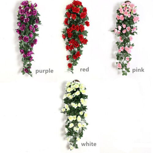 90cm Garland Vine Artificial Flower Red Fake Ivy Plant Home Garden Party Decor