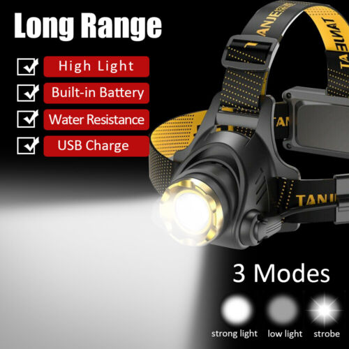 990000LM LED Headlamp Rechargeable Headlight Zoomable Head Torch Lamp Flashlight